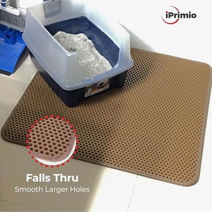 iPrimioJUMBO SIZE Cat Litter Trapper - EZ Clean (Brown/Tan) - 32 inches by 30 inches/Super BIG. Exclusive Water Proof Layer and Puppy Pad Option. Patent Pending. - style: 32x30 - Brown