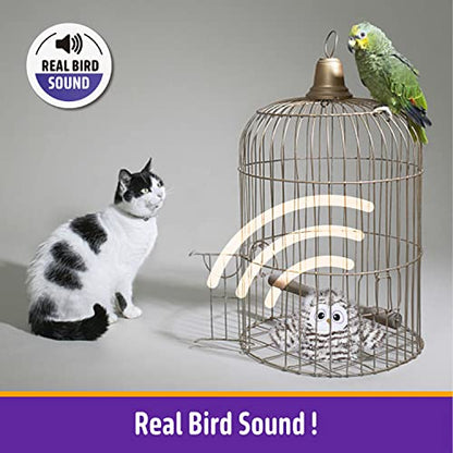 Kimee Interactive Cat Toy Rechargeable Automatic Chirping Owl Kitten Toy with Catnip, Auto Beating Wings Flying Bird Cat Toys for Indoor Cats to Play Alone, Never Boredom