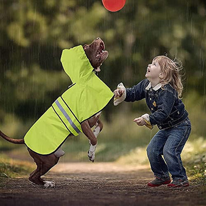 Waterproof Dog Rain Coat - Adjustable Hooded Pet Rain Jacket Raincoat, Reflective Lightweight Dog Slicker Poncho Raincoats (Neon Green, Medium) - color: Neon Green, size: Medium
