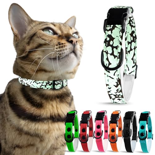 OutdoorBengal Durable Cat Collar Breakaway with Soft Padding Medium to Large Cats - Thin Heavy Duty Tactical Fabric, Comfortable, Quick Release Cat Collars, No Bell Collar (Black Reflective, Adult) - color: Black Reflective, size: Adult