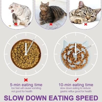 Silicone Cat Slow Feeder, Elevated Slow Feeder Bowl Tilt Design, Suitable for Dry and Wet Food, Adjustable Angle, Cat Food Puzzle with Suction Cup(Gray) - color: Gray
