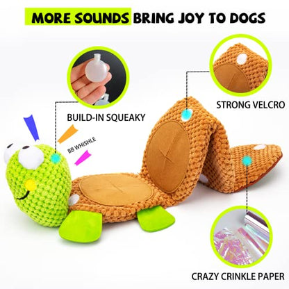lilfrd Dog Puzzle Toys - Enrichment Squeaky Crinkle Snuffle Treat Dispensing Smart Dog Toys for Boredom and Stimulating, Durable Plush Toys for Large Medium Small Breed - Turtle - style: Turtle