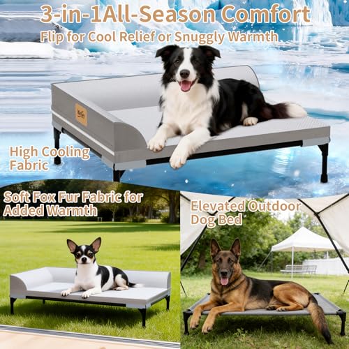 Elevated Cooling Dog Bed, Orthopedic Pet Bed for Large Dogs, Removable Washable Cover, Indoor & Outdoor Raised Pet Bed with Breathable Mesh, Size: 42"*30"*7" - size: Large