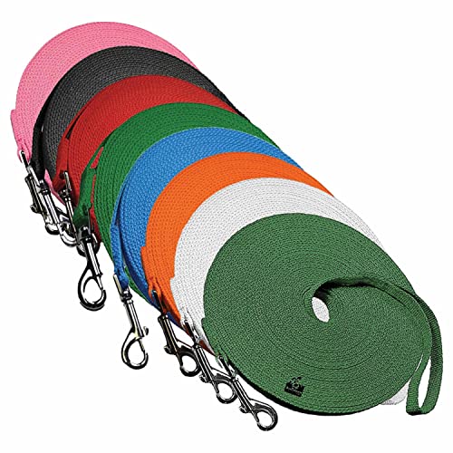 Downtown Pet Supply - Long Dog Leash - Dog Training Leash - Recall & Obedience Dog Training Tools - Nylon - 150 ft - Hunter Green Dog Leash - color: Hunter Green, size: 150 Foot