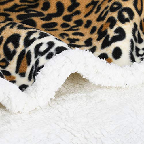 Catalonia Cheetah Sherpa Fleece Throw Blanket, Soft Mink Plush Couch Blanket, Fuzzy TV Bed Blanket, Fluffy Comfy Warm Heavy Throws, Comfort Caring Gift, 50x60 inches - color: Cheetah, size: 50"x60"