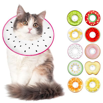 Cat Cone Collar Soft, Adjustable Cat Recovery Cone to Stop Licking, Cute Kitten Donut Collar After Surgery, Elizabethan Collars for Kittens, Lightweight Cats Neck Cones (Dragonfruit, Large) - color: Dragonfruit, size: Large