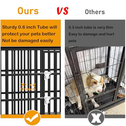 54" Indestructible Heavy Duty Dog Crate, Large Strong Steel Escape Proof Cage Dog Kennel for Large Giant Dogs with 4 Wheels, 2 Trays, 2 Doors, XXL