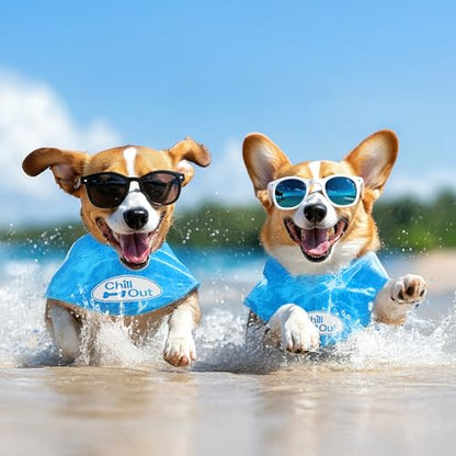 ALL FOR PAWS Dog Cooling Bandana, Cooling Bandanas for Large Dogs, Dog Cooling Neck Wrap, Cooling Scarf for Dogs, Blue Ice Dog Neck Cooler for Summer (L) - size: L