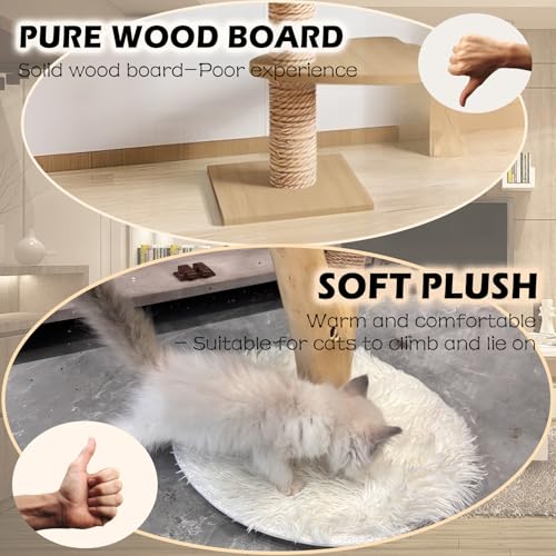 Cat Tree Modern - Minimalist Cat Tree with Sisal Rope Scratching Posts, Plush Cushioned, Baskets, and Fun Fluffy Ballew