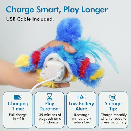 Vannon Cat Toys Flapping Bird(Cannot Fly), Rechargeable Touch Activated Kitten Toy Interactive Cat Exercise Toys with Catnip and Feather for Indoor Cat - Bule - color: Blue