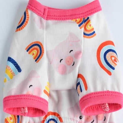Dog Pajamas for Small Dogs, Soft Thin Pjs Jammies Cat Doggie, Summer Pet Cute Puppy Clothes Outfits Dogs Boy Girl(Rainbow Pig,XS) - color: Rainbow Pig, size: X-Small (Chest 11.8 in)
