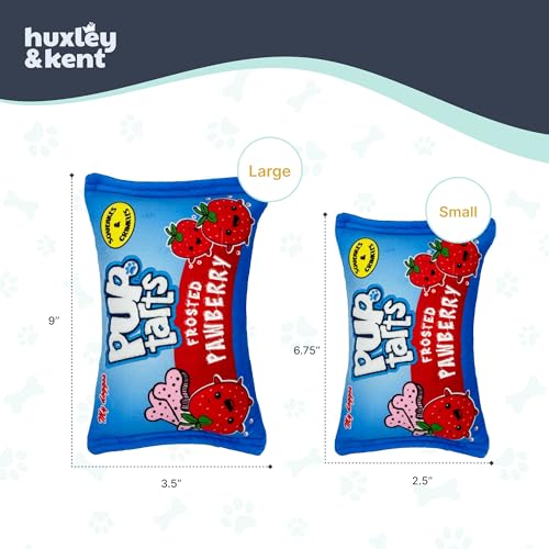Huxley & Kent Funny Dog Toy w/Squeaker – Power Plush Squeaky Dog Toys for Small, Medium & Large Dogs – Soft Stuffed Animal for Indoor Play & Fetch - Pup-Tarts Frosted Pawberry, Small - size: Small, style: Pup-Tarts Frosted Pawberry