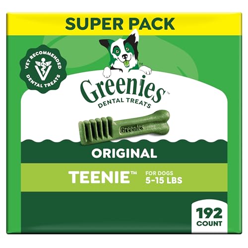 Greenies Veterinarian-Recommended Adult Natural Dental Dog Treats Teenie Size, Dog Dental Chews, Original Flavor, 54 oz. Pack, 192 Count - size: 192 Count (Pack of 1)