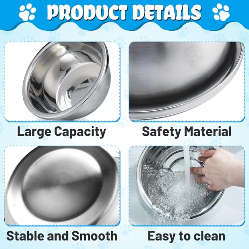 2 Pcs 0.5 Gallon Dog Bowls for Small Dogs - Food Grade Stainless Steel Metal Water Bowl, Easy to Clean Food Bowls for Indoor Outdoor - size: 0.5 Gallon