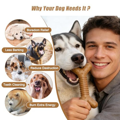 Dog Chew Toys for Aggressive Chewers, 3 Pack Nylon & Wood Teething Bone Toy Set with Chicken Flavor, Durable Tough Bones Chewing Toys for Medium & Large Dogs - style: 3Pack-Large