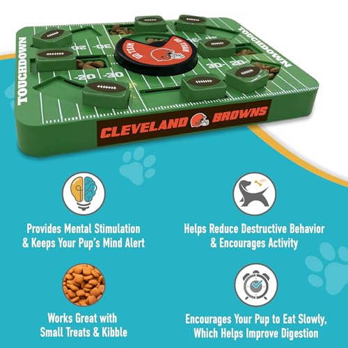 Pets First NFL Cleveland Browns Large Puzzle Toy, New Size, Interactive Dog Treat & Slow Feeding Toy - color: CLEVELAND BROWNS, size: Large