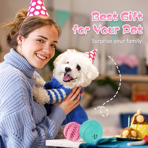 HIPPIH Dog Puzzle Toys & Interactive Toys for Large & Small Dogs - IQ Training, Chewing, Teeth Cleaning & Treat Dispensing - 2 Pack - color: blue+pink, size: 3.14inch+2.75inch