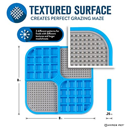 Hyper Pet IQ Treat Lick Mat for Dogs & Cats | Dog & Cat Slow Feeder & Enrichment Toy | Made in USA - color: Blue/Grey, size: Medium