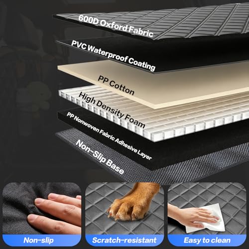 Back Seat Extender for Dogs,Hard Bottom Dog Car Seat Cover for Back Seat,Waterproof Dog Hammock with Door Protection, Anti-Scratch Pet Back Seat Cover for Car, SUV, Holds 420lbs, Black - size: Door Mounted
