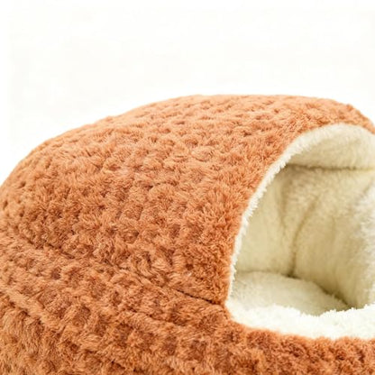 Hooded Calming Cat Cave - Hooded Kitten Bed, Cat Tent for Home Bedroom Balcony, Pet Bed with Thick Padding, Pet Sleeping House, Cave Cushion for Indoor Shelter Living Room Apartment - color: Dark Coffee