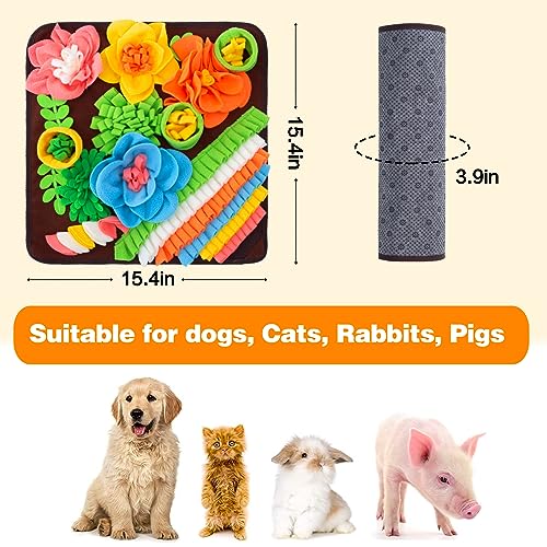 Snuffle Mat for Dogs, Sniff Mat Slow Feeding Mat for Small Pets Cats, Rabbits - Help Stress Relief and Training - Stimulate Your Pet's Foraging Skills! (Brown) - color: Brown