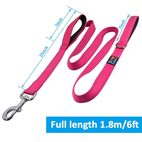 Powboro Double Handle Dog Leash, Heavy Duty Leash, Traffic Padded Handle, Reflective Stitching,6ft Long Dog Lead for Control All Dog Safety Training Walking Hiking (Rose Pink) - color: Rose Pink