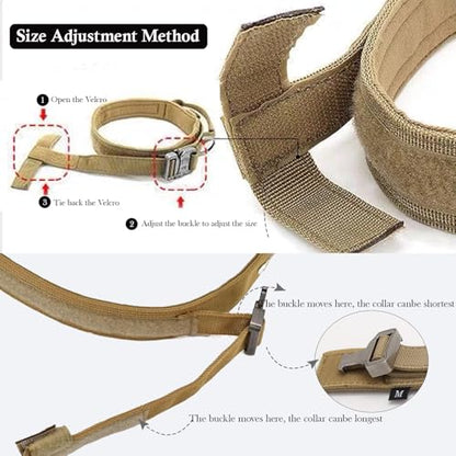 Tactical Dog Collar Adjustable Military Nylon Dog Collar with Control Handle and Heavy Duty Metal Buckle for Medium and Large Dogs (Brown,S) - color: Brown, size: Small (Pack of 1)