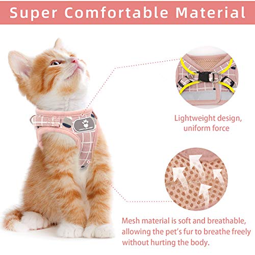 Cat & Dog Harness - All Weather Mesh, Reflective Strap, Step-in Adjustable for Small Cats & Dogs (Pink-Pattern, S) - color: Pink-pattern, size: Small (Chest: 11"-13")