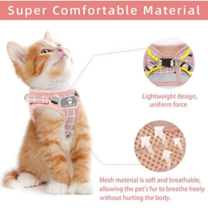 Cat & Dog Harness - All Weather Mesh, Reflective Strap, Step-in Adjustable for Small Cats & Dogs (Pink-Pattern, S) - color: Pink-pattern, size: Small (Chest: 11"-13")