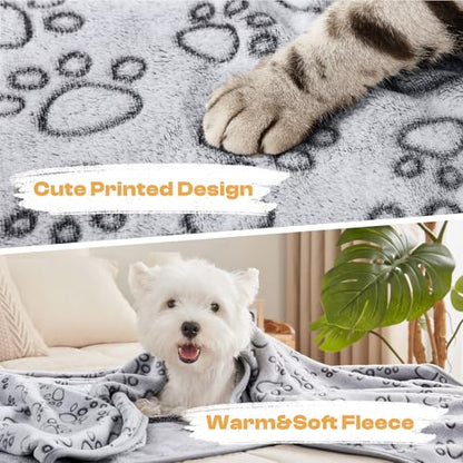 Luciphia 1 Pack 3 Blankets Fluffy Premium Fleece Pet Blanket Flannel Paw Printed Throw for Dog Cat Grey Paw Small(23"x16",Pack of 3) - color: Grey-paw Line, size: 23x16 inch (Pack of 3)