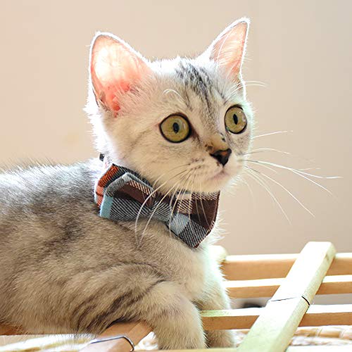 Bowtie Cat Collars Breakaway with Bell, Adjustable Cute Kitty Collars Safety Buckle Kitten Collar for Cat Puppy 7.5-11in (14) - color: 14