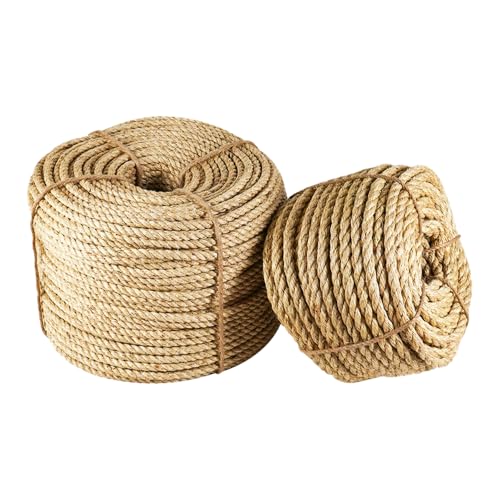 Natural Sisal Rope for Cat Scratcher Replacement, Durable Cat Tree Post Repair Cord for DIY Projects, Climbing Towers, Furniture Protection, Scratch Pad, Crafts, Garden, and Home Décor Use - color: Natural, size: 6mm 66ft