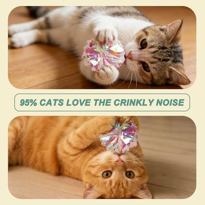 Interactive Cat Toys Set, Silvervine Chew Sticks and Cat Crinkle Balls, Indoor Cat Toys for Exercise and Dental Care, for All Cat Breeds (7 Pack) - color: 7 Pack