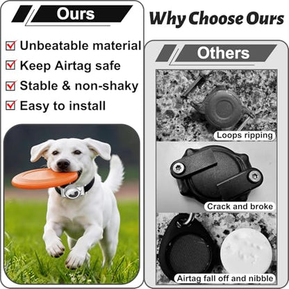 SANKALA Airtag Dog Collar Holder, Chew-Proof Stainless Steel & Waterproof Airtag Holder, Slide-On Opening Design, Fits Snap Closure Collars, Full Coverage Protective Case (Medium, 1 Pack) - size: Medium