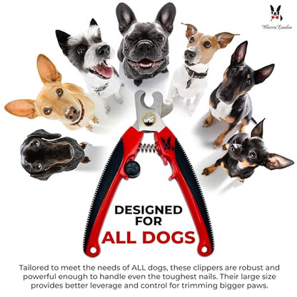 Warren London Dog Nail Clippers for Small Medium & Large Dogs – Professional Pet Nail Trimmer with Stainless Steel Blade, Safety Guard & Non-Slip Ergonomic Handle for Safe Easy Grooming - style: All Dog Sizes
