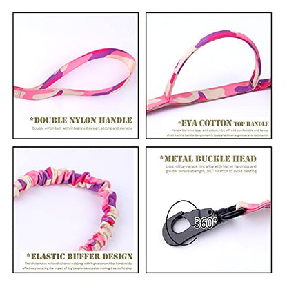 Tactical Dog Collar and Leash Set Adjustable Military Nylon Dog Collar with Control Handle and Heavy Duty Metal Buckle for Large Dogs（Pink Camo S - color: Pink Camo SET(collar+leash), size: Small (Pack of 1)