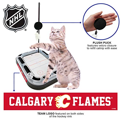 Pets First NHL Calgary Flames 5-in-1 Cat Scratching Toy with Interactive Cat Ball, Bell and Track - color: Calgary Flames