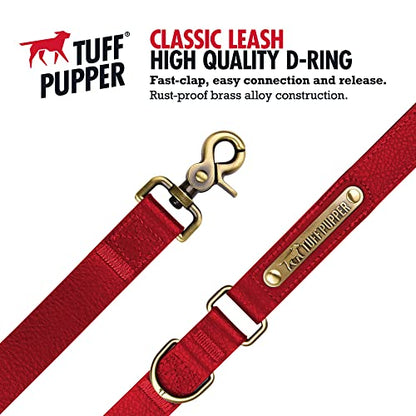 Tuff Pupper Classic 6 Foot Heavy Duty Dog Leash | 10x Stronger Than Leather | 100% Waterproof & Odor Proof Dog Leash | Tough Rust-Proof All Metal Hardware - color: Crimson Red