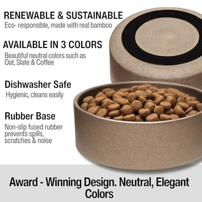 Loving Pets - Dolce Bamboo - Eco-Friendly Pet Bowls & Dishes for Dog, Cats, Puppy Food and Water Dish -Sustainable and Dishwasher Safe, Made with Real Bamboo (Large, Coffee-Brown) - color: Coffee Brown, size: Large Dish