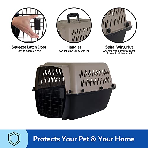 Petmate Vari Dog Kennel Portable Carriers & Crates for Smaller Dogs or Puppies and Pets 10 to 20 lbs, Airline-Friendly Plastic Pet Carrier Home and Travel, 24" Long, Taupe & Black, 24” x 16.7” x 14.5” - size: 24.0"L x 16.7"W x 14.5"H