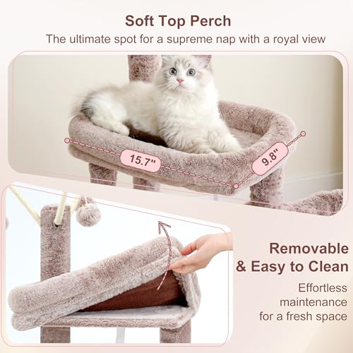 Heybly Cat Tree，HCT202SMU - color: Muchroom, size: 45.3 inch