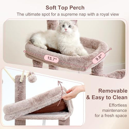 Heybly Cat Tree，HCT202SMU - color: Muchroom, size: 45.3 inch