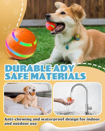 Interactive Dog Toys, Remote Control Interactive Ball for Medium/Large Dogs, Self-Rolling & Jumping Chew Proof Dog Ball, Gift for Dog Puppy Pet Christmas