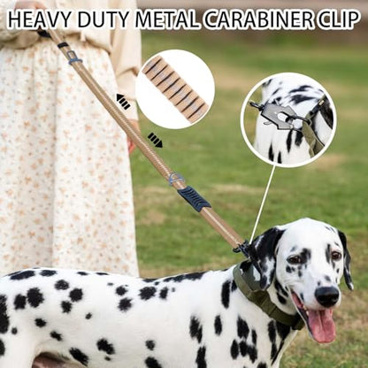 Heavy Duty Tactical Dog Leash, 4-6FT Shock Absorbing Tactical Leash with 2 Padded Handles, Metal Carabiner Clip,Car Seatbelt, Reflective Heavy Duty Leashes for Medium Large Dogs (Brown) - color: Brown