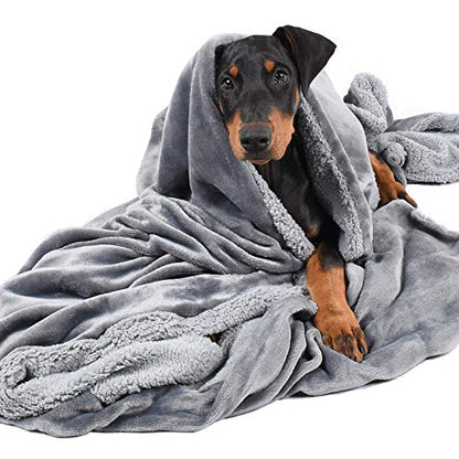 Dog Blankets for Large Dogs, Super Soft Warm Sherpa Fleece Plush Doggie Blankets and Throws for Small Medium Puppy Doggy Pet Cats，50x60 inches - color: Grey & Grey
