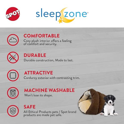 SPOT Sleep Zone Cuddle Cave - Cat Cave Bed for Indoor Cats and Mini Dogs, Durable, Comfortable, Washable for Kittens and Puppies Under 10 lbs and 12 inches Long, Corduroy Brown - style: Corduroy