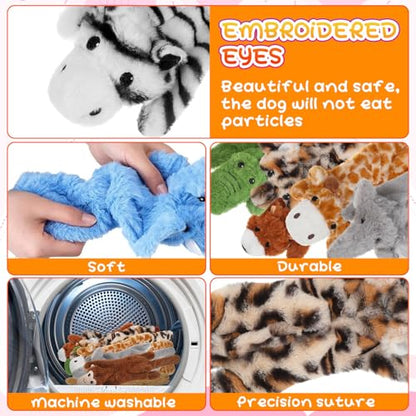 Outus 20 Pcs No Stuffing Dog Squeaky Toys Bulk for Aggressive Chewers, Crinkle Teething Chew Plush Toys for Small Medium Large Pet Gift, 20 Styles(Vivid Style) - style: Vivid Style