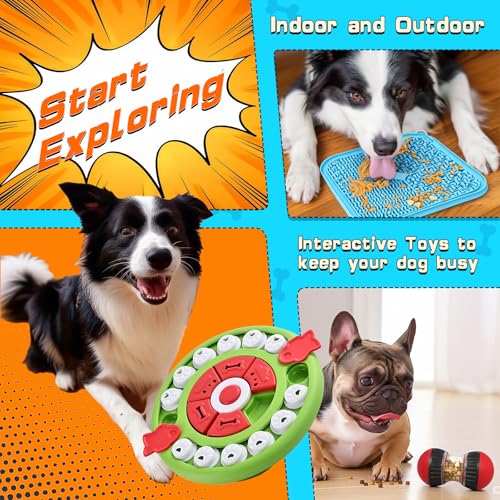 Dog Puzzle Feeder for Small/Middle Breeds - Adjustable Treat Dispenser Funny Slow Feeder Puppy Enrichment Training Toy Pet Interactive Toys Lick Mat Dogs to Keep Dog/Cat Busy - color: blue
