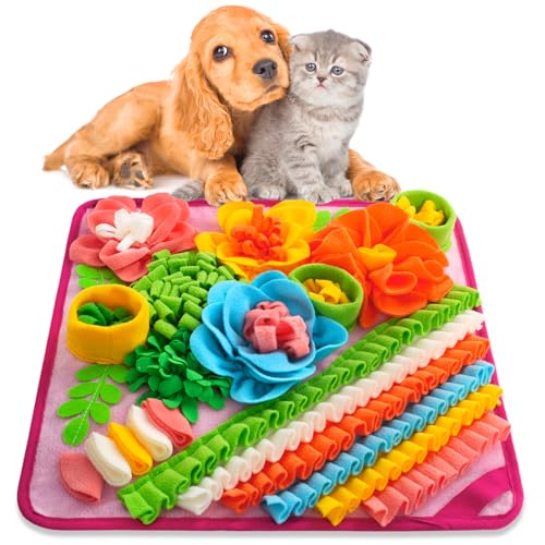 Snuffle Mat for Dogs, Sniff Mat Slow Feeding Mat for Small Pets Cats, Rabbits - Help Stress Relief and Training - Stimulate Your Pet's Foraging Skills! (Pink) - color: Pink