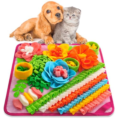 Snuffle Mat for Dogs, Sniff Mat Slow Feeding Mat for Small Pets Cats, Rabbits - Help Stress Relief and Training - Stimulate Your Pet's Foraging Skills! (Pink) - color: Pink